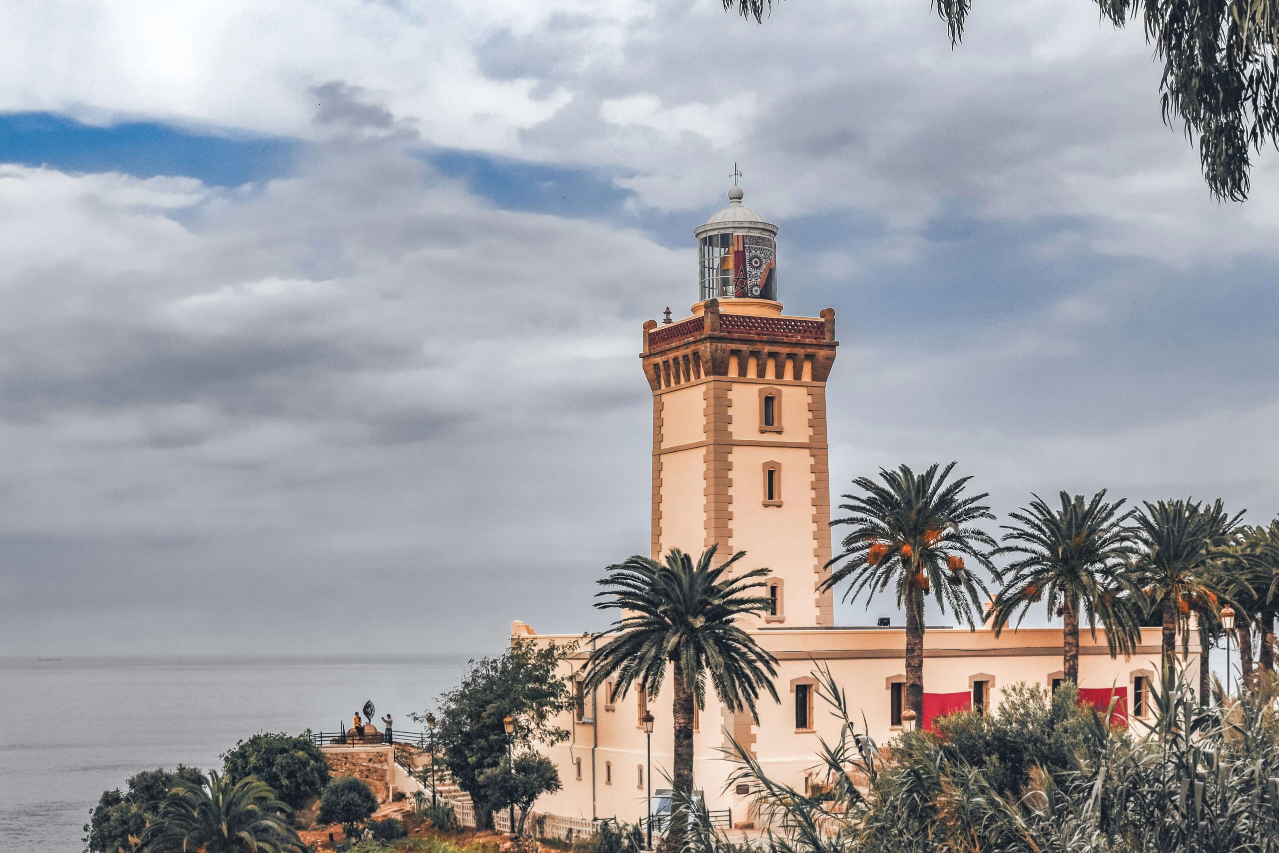 Panoramic view of Cape Spartel lighthouse where the Atlantic meets the Mediterranean in Tangier Tours.