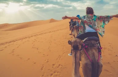 Camel ride in the Sahara during a 2 days Marrakech to Fes desert tour